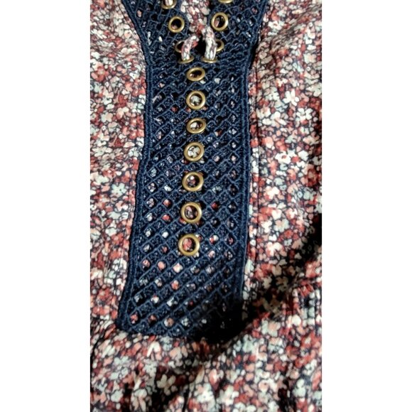 Knox Rose Boho Floral Print Lace Tunic Dress Size Medium - Picture 7 of 11